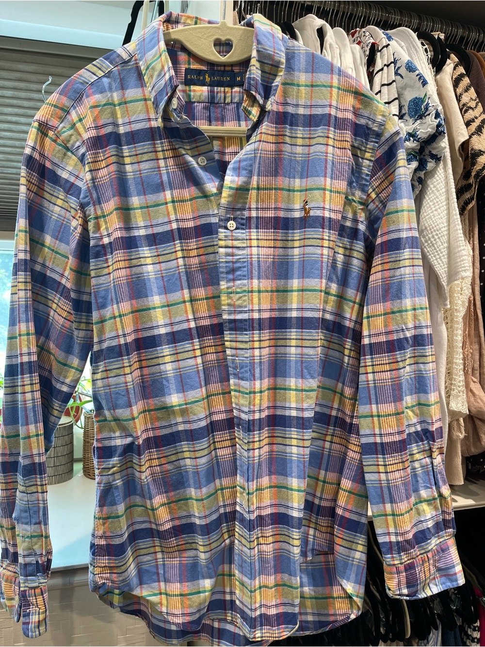 Ralph Lauren Pastel Blue Multicolor Plaid Button-Down Shirt